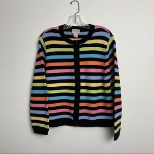 Pastel Rainbow Strip Vintage Zip Up Sweater